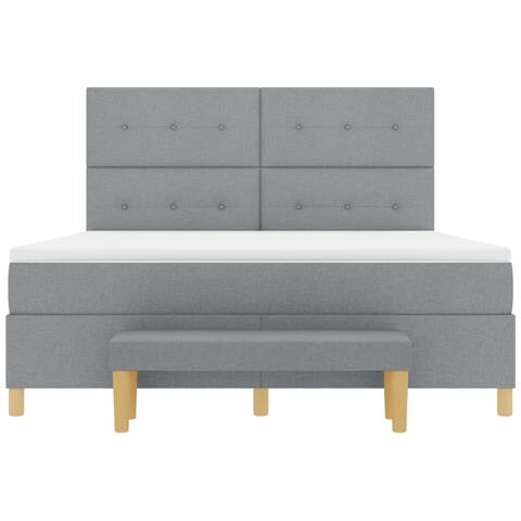 Letto a Rete con Materasso e Panchina Grigio Chiaro 180x200 cm Tessuto - Foto 9