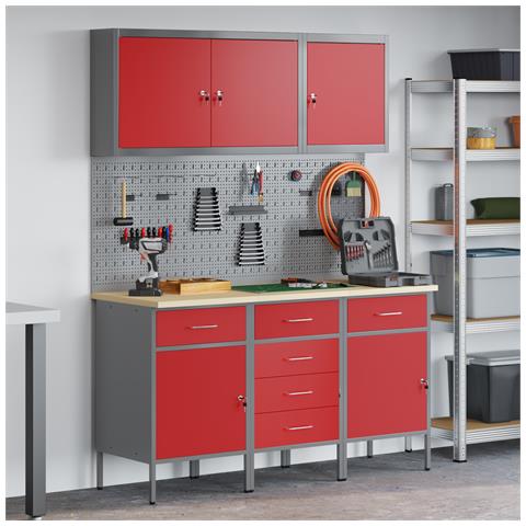 Set da lavoro 8 pezzi vitaXL in acciaio rosso - Foto 2