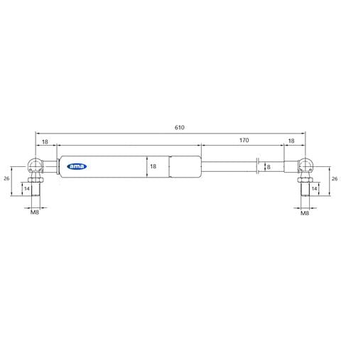 Molla A Gas Estensione Max 610mm 140 N - Foto 2