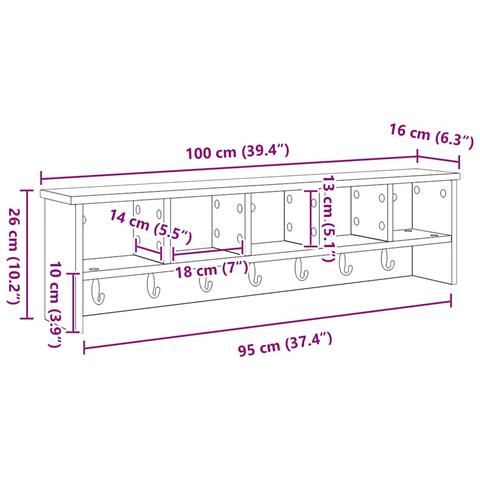 Appendiabiti a muro rovere sonoma 100 x 16 x 26 cm - Foto 9
