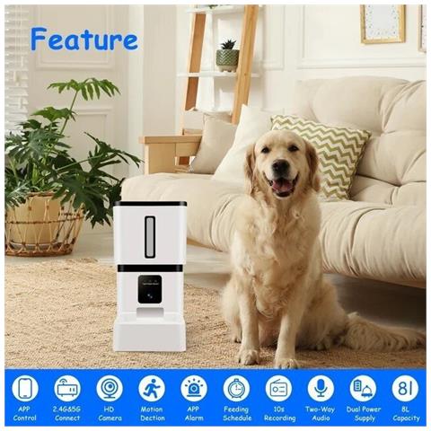 Distributore Automatico Di Cibo Per Animali Domestici Da 8 Litri Con Wifi Abilitato Per Animali Domestici - Foto 8