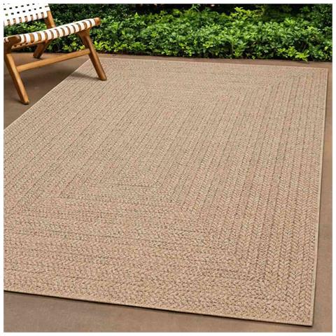 Tappeto ZIZUR Beige 200x200 cm Aspetto Iuta Interni ed Esterni - Foto 2