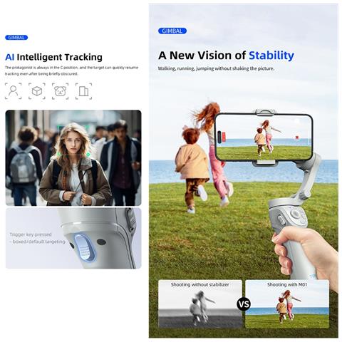 Stabilizzatore Gimbal A 3 Assi Per Smartphone - Anti-vibrazione, Rilevamento Volto, Pieghevole, Compatibile Con Huawei, Samsung, Apple, Garmin - Foto 7