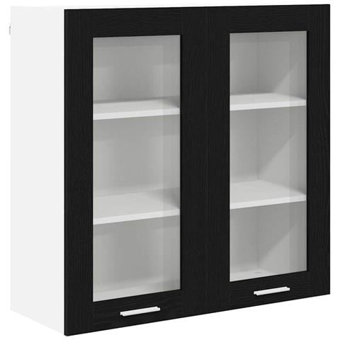 Armadio pensile con porta Riga Rovere Nero 80 x 31 x 80 cm - Foto 1