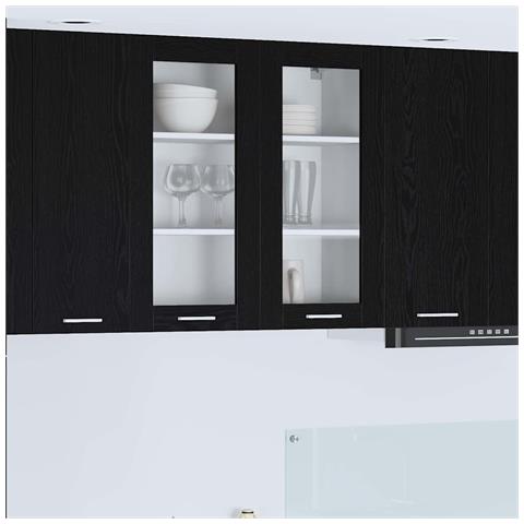 Armadio pensile con porta Riga Rovere Nero 80 x 31 x 80 cm - Foto 2