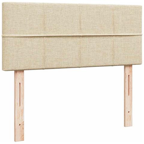 Struttura Letto Pouf con Materasso Crema 120x190 cm in Tessuto - Foto 9