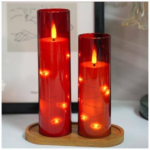 Candela Led Rossa Senza Fiamma (5.5x16cm) - Perfetta Per Natale E Feste - Foto 2