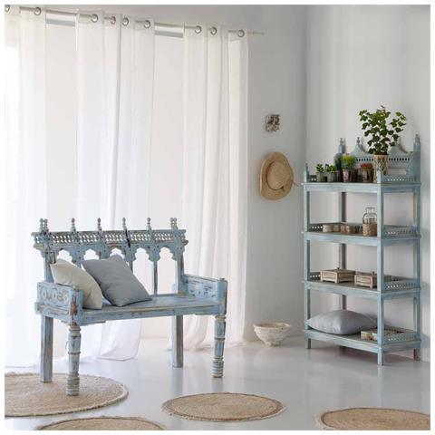 Scaffale In Legno Scolpito Blu 90x40x166 - Foto 2