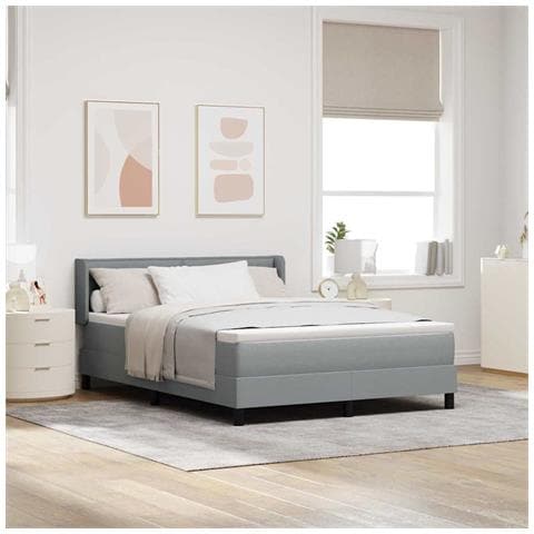 Letto a molle Grigio chiaro 200 x 140 cm Poliestere - Foto 2