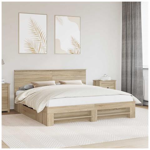 Struttura del letto con testiera Rovere Sonoma 180 x 200 cm - Foto 2