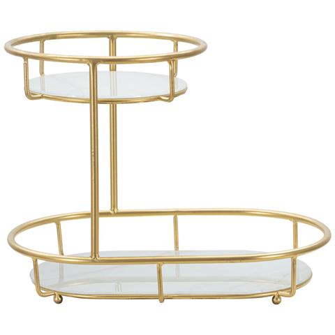 Espositore Svuotatasche 2 Livelli In Ferro Dorato E Vetro 36x22,5x27 Cm - Foto 1