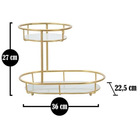 Espositore Svuotatasche 2 Livelli In Ferro Dorato E Vetro 36x22,5x27 Cm - Foto 5