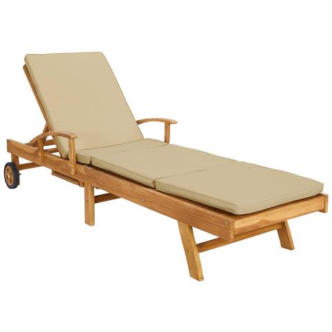 Lettino da sole 100% Poliestere Teak Solido - Foto 1