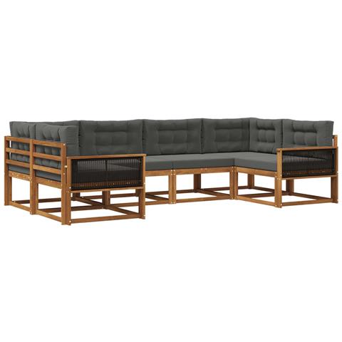 Set di divani da esterno con cuscino 6 pcs Naturale e Antracite - Foto 1