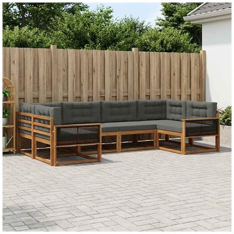 Set di divani da esterno con cuscino 6 pcs Naturale e Antracite - Foto 2