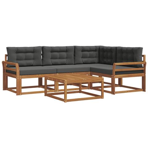 Set di divani da esterno con cuscino 5 pcs Naturale e Antracite - Foto 1