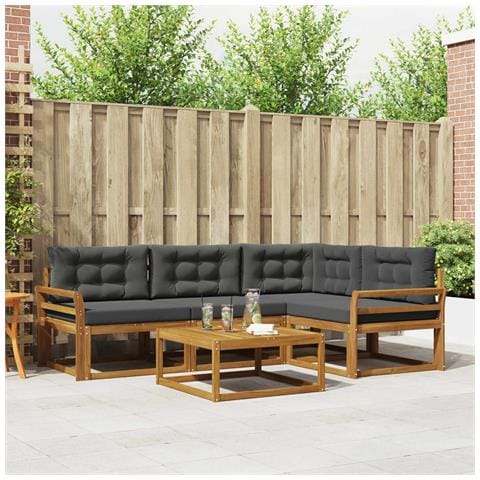 Set di divani da esterno con cuscino 5 pcs Naturale e Antracite - Foto 2