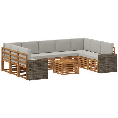 Set divani con cuscino 10 pcs Naturale e Grigio Chiaro - Foto 1