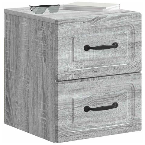 Mobiletto da notte a muro Grigio Sonoma 34,5 x 33 x 40 cm - Foto 2