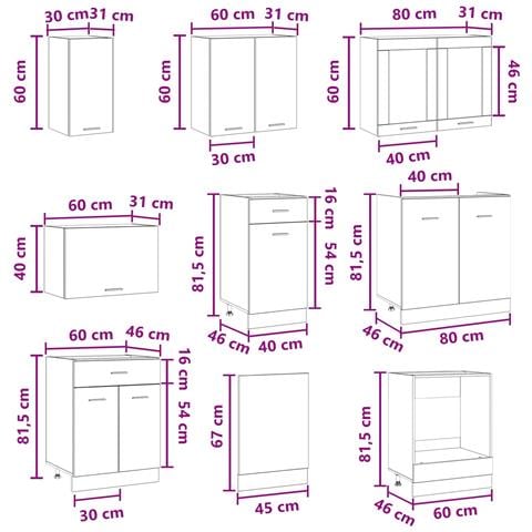 Unità Cucina Lyon 8 pcs Legno multistrato - Foto 9