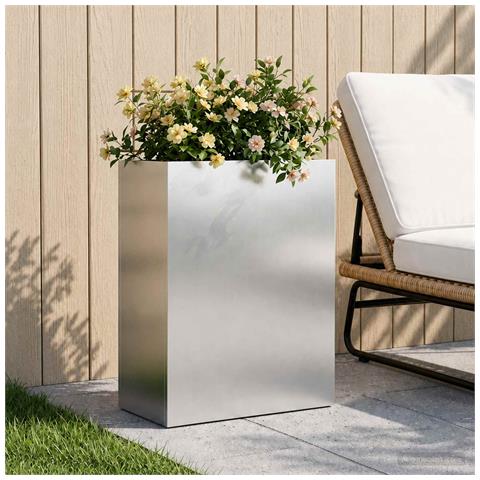 Vaso da giardino Argento 40 x 20 x 50 cm Acciaio Inox - Foto 2