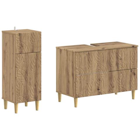 Set di Armadi da Bagno da 2 Pezzi DELFT Rovere Artigianale - Foto 1