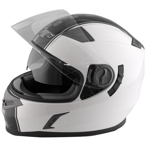Casco Integrale Moto Scooter Touring Visiera Interna Parasole Viaggio Bianco L - Foto 5