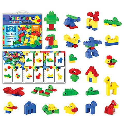 Brickyard Building Blocks - 177 Pezzi Large Building Block Giocattoli Per Bambini Dai 15 Ai 5 Anni Bulk Block Set Compatibile Con Duplo 177 Pezzi 641427636610