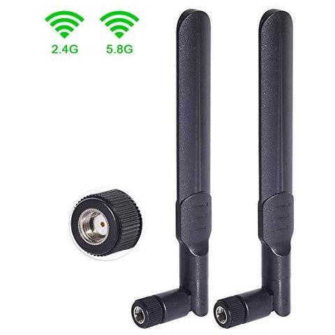 Dual Band Wifi 2.4ghz 5.8ghz 8dbi Mimo Rp-sma Maschio Antenna (2-pack) Per La Macchina Fotografica Asus Tp-link Fenvi Rosewill Gigabyte Router Wireless Mini Pci Express Pcie Scheda Di Rete Di Sicurezza - Foto 1