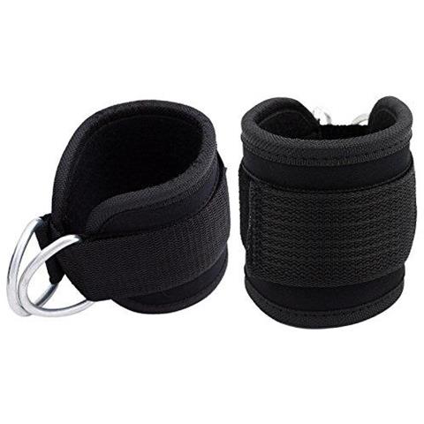Grofitness Doppia D-ring Caviglia Cuff Cinghie Regolabili Leg Peso Della Cinghia Del Polso Per La Tv Via Cavo Allegato 1pair (nero) - Foto 2