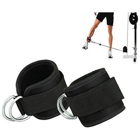 Grofitness Doppia D-ring Caviglia Cuff Cinghie Regolabili Leg Peso Della Cinghia Del Polso Per La Tv Via Cavo Allegato 1pair (nero) - Foto 1