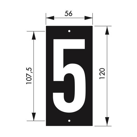 Targa Numero Civico 5 - 56x130mm - In Abs Nero Scritta Bianca A Rilievo, Da Avvitare - - Foto 2