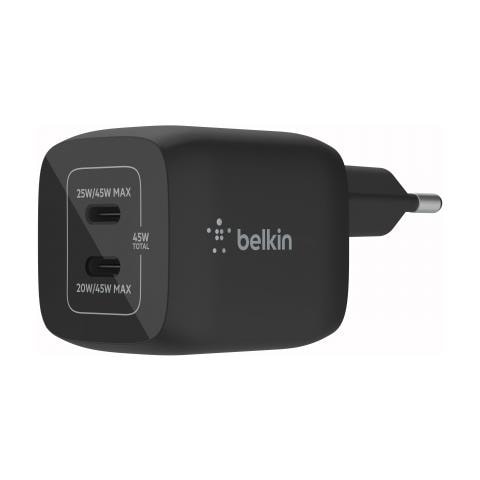 Caricabatterie da Parete doppio USB-C da 45 W Nero - Foto 1