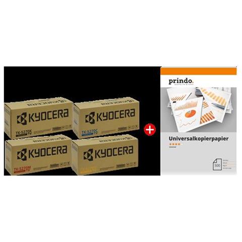 Original Value Pack Nero / Ciano / Magenta / Giallo Tk-5270 Mcvp 01 + Prindo Universal Papier 500 Blatt - Foto 1