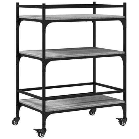 Carrello Da Cucina Grigio Sonoma 65x40x86,5cm Legno Multistrato - Foto 2