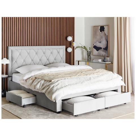 Letto Contenitore Velluto Grigio Chiaro 180 X 200 Cm Lievin - Foto 1