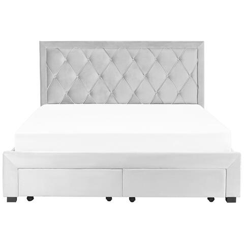 Letto Contenitore Velluto Grigio Chiaro 180 X 200 Cm Lievin - Foto 6