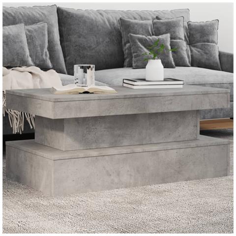 Tavolino Da Soggiorno Con Luci Led Grigio Cemento 90x50x40 Cm - Foto 1