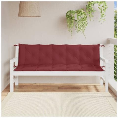 Cuscini Panca Giardino 2pz Rosso Vino Mélange 180x50x7 Cm - Foto 3