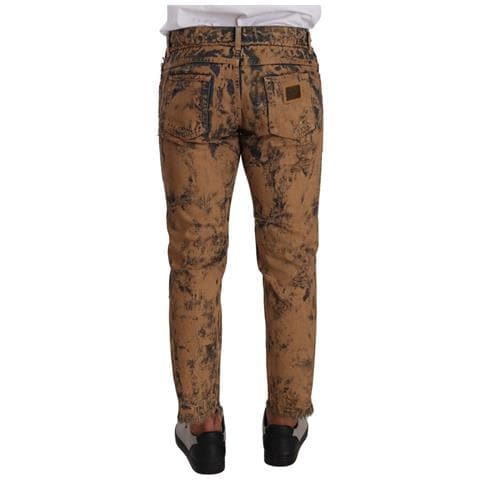 Jeans Denim Regolari In Cotone Invecchiato Marrone - It48 - M - Foto 3