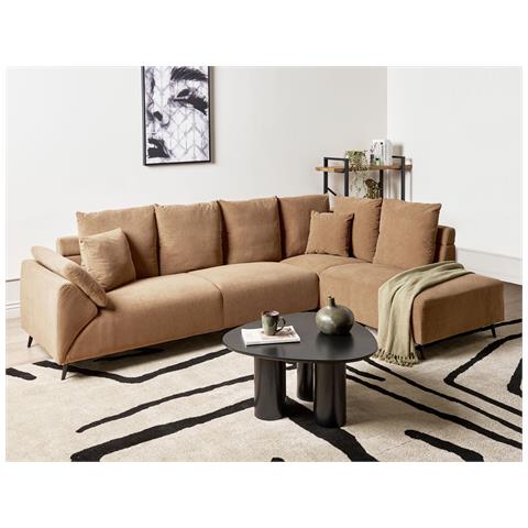 Divano Angolare 4 Posti Lunner Velluto A Coste Marrone Lato Sinistro - Foto 1