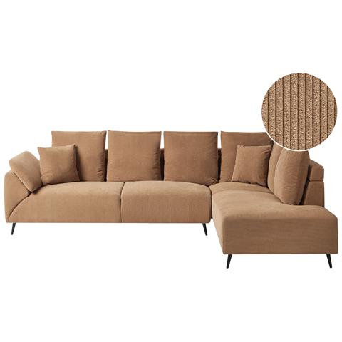 Divano Angolare 4 Posti Lunner Velluto A Coste Marrone Lato Sinistro - Foto 2