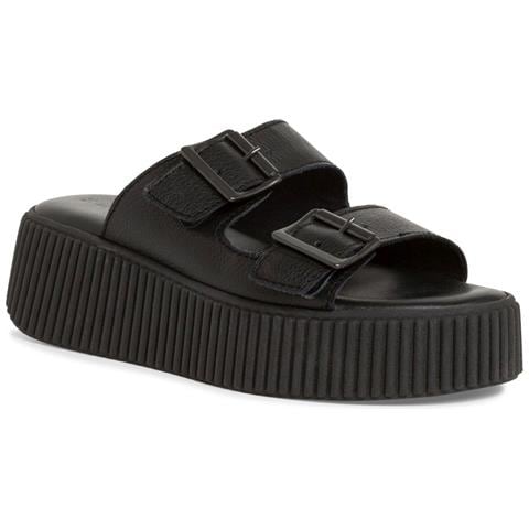 Black Casual Open Slippers Ciabatte Pelle Scarpe Donna Nero Eu 39, 1-27217-42 001 - Foto 1
