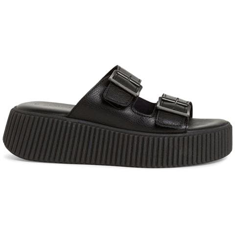 Black Casual Open Slippers Ciabatte Pelle Scarpe Donna Nero Eu 39, 1-27217-42 001 - Foto 2