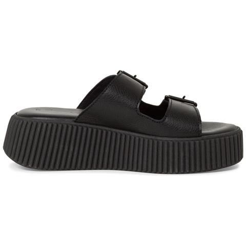Black Casual Open Slippers Ciabatte Pelle Scarpe Donna Nero Eu 39, 1-27217-42 001 - Foto 3