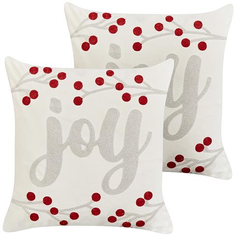 Set Di 2 Cuscini Praline Velluto 45 X 45 Cm Bianco Modello Natalizio - Foto 2