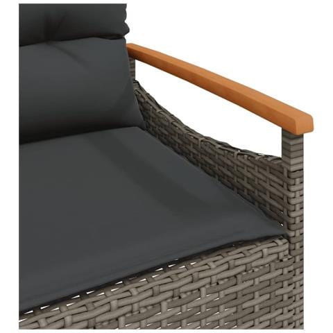 Panchina Giardino con Cuscini 116x62,5x74 cm Grigia Polyrattan - Foto 2