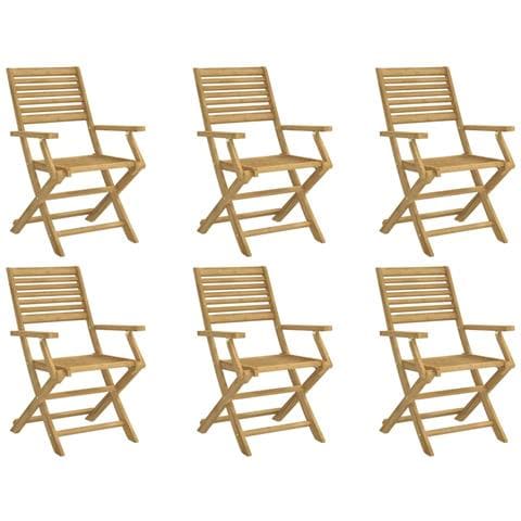 Sedie Giardino Pieghevoli 6pz 54,5x61,5x86,5 cm Massello Acacia - Foto 1