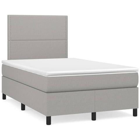 Letto a Molle Materasso e LED Grigio Chiaro 120x190 cm Tessuto - Foto 10