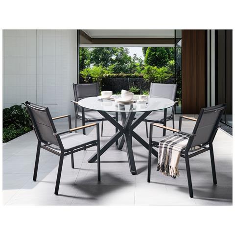 Set Da Pranzo Da Giardino 4 Posti Maletto /busseto Vetro Nero - Foto 1